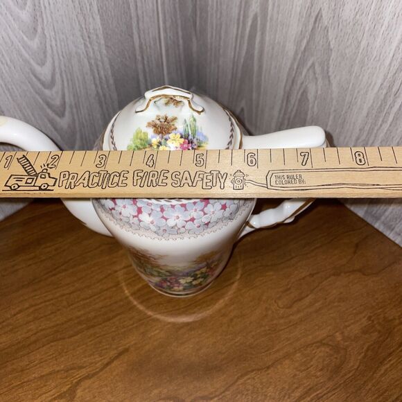 Vintage HM Sutherland England Woodland Dell Bone China Tea Pot And Lid Floral - Picture 14 of 15